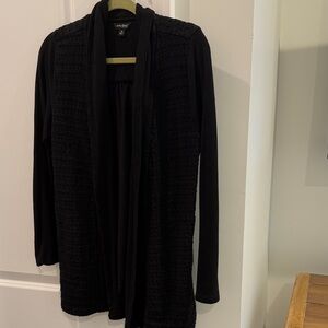 Lucky brand Black Textured Open-Front Cardigan